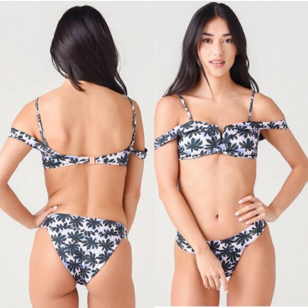 NEW Alexandra Miro Bikini Lola Top Tanga Bottom Palm Pink Blue Small